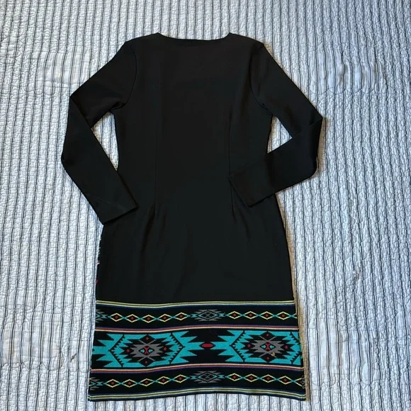 Boston Proper Sweater Knit Sheath Dress Long sleeve Aztec Tribal print size 4 - Picture 10 of 14